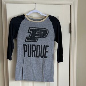 Purdue Nike Gray and Black 3/4 Long Sleeve Tee